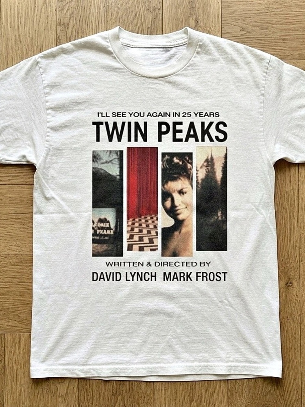 Twin Peaks Oversized Printed T-Shirt in White